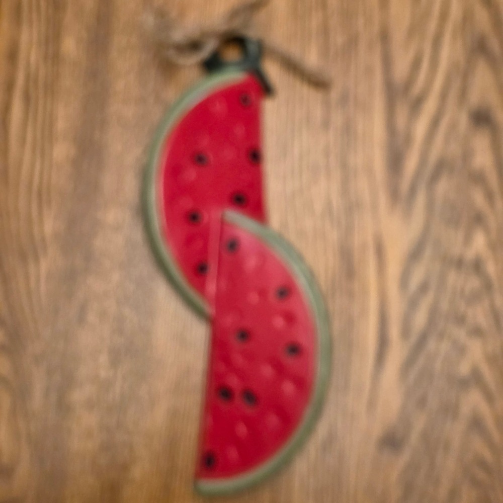 Ceramic Watermelon Slices Wall Hanging Decor Fruit Red Green Summer 4th of July - Picture 2 of 8